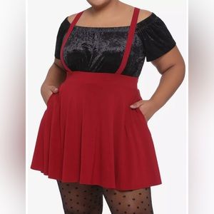 Red Suspender Circle Skirt Plus